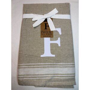 Mud Pie Grain Sack Initial Towel Cotton Initial monogram F Kitchen Tea Towel NWT